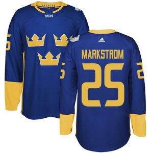 Lapsille NHL Ruotsi Team #25 Jacob Markstrom Authentic kuninkaallisen sininen Vieras 2016 World Cup
